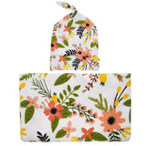 Baby Blanket & Swaddling Hot Burst Baby Wrapped Cloth Blanket Flower Tire Cap Set