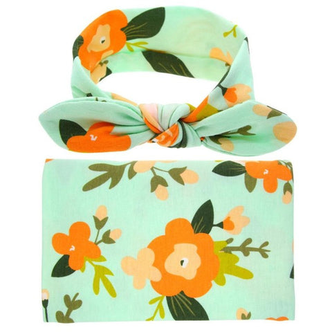 Baby Newborn Swaddled Set Swaddle & headwrap Infant Photography Props Cloth Towels Wrap Swaddle Blanket Girls Hair Accessories